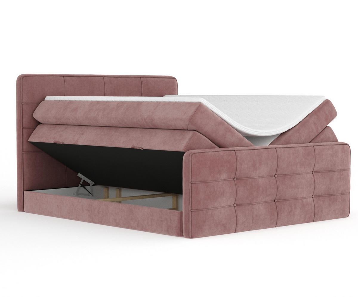 BOXSPRINGBETT Semplice Rosa 140/200 cm - Schwarz/Rosa, Holz/Holzwerkstoff (140/200cm) - Maison de Reve