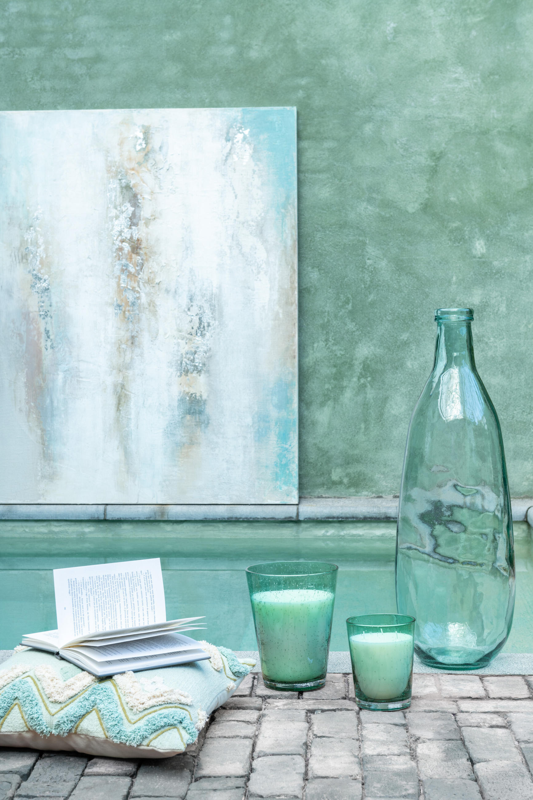 VASE LISSABON - Glas - Blau - L - Ø 25 cm - Blau, Glas (25/74.5cm) - J-Line
