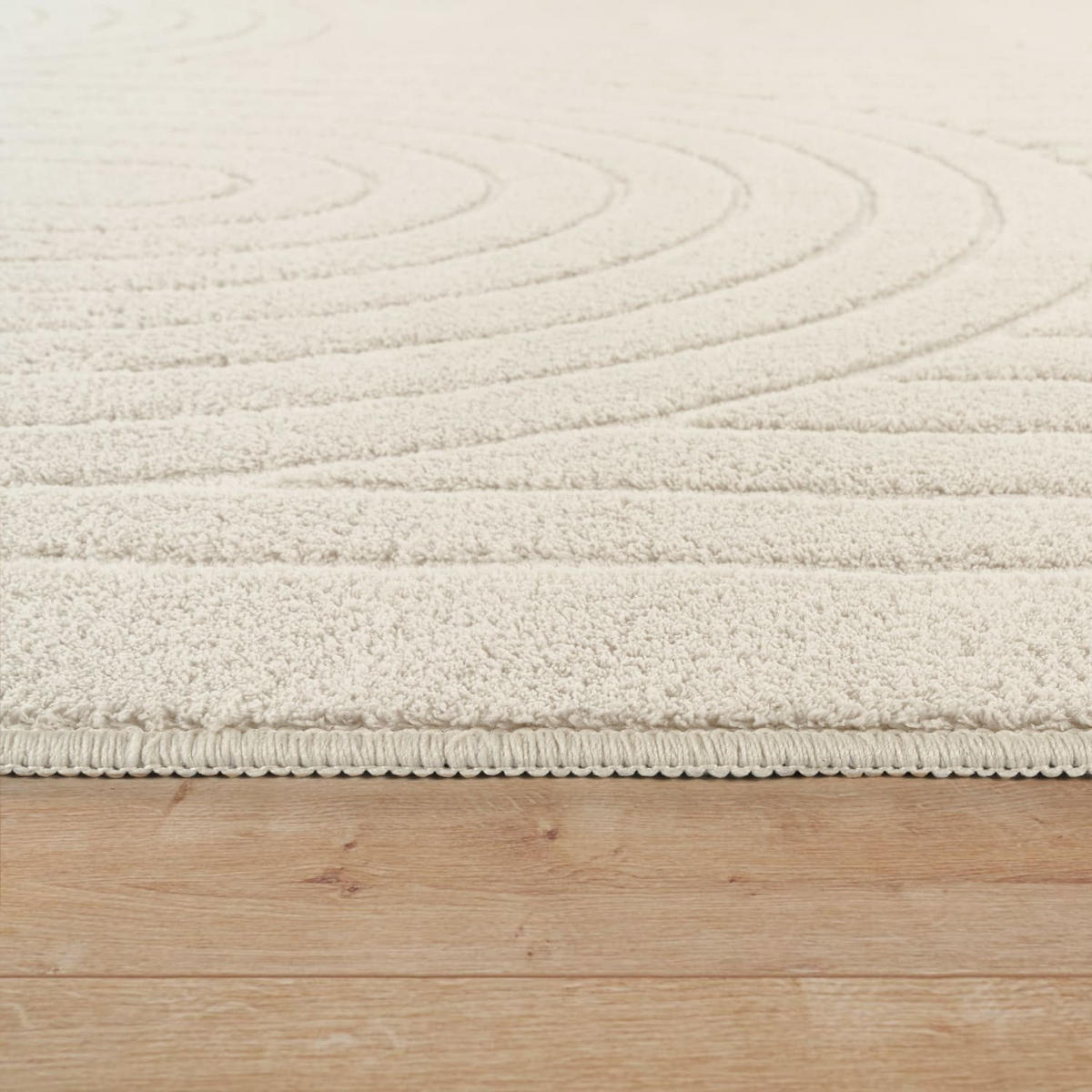 TEPPICH Kurzflor waschbar Struktur Wohnzimmer schmutzabweisend Creme Rechteckig 200x280 - Beige, Textil (280/200cm) - KADIMA DESIGN
