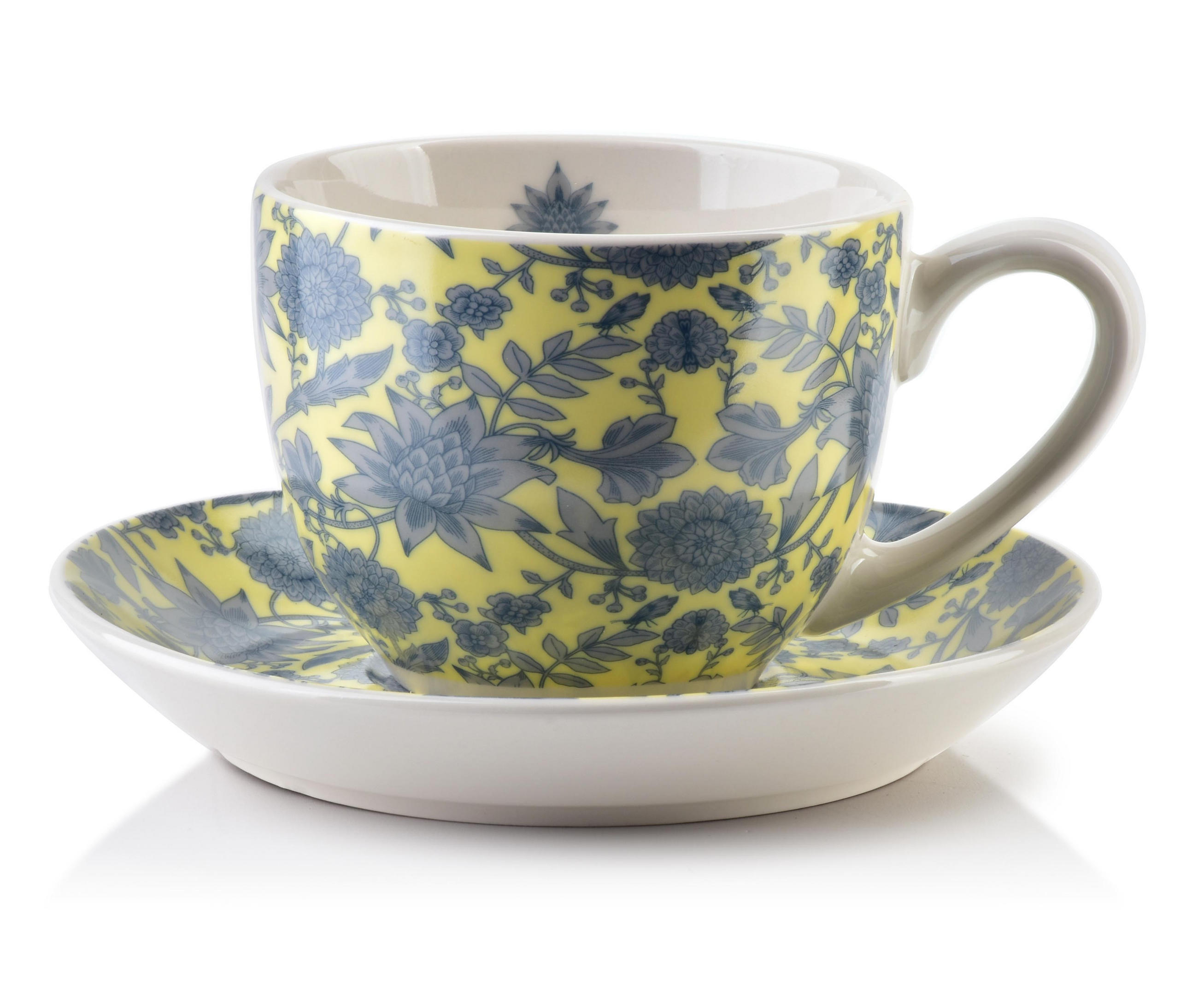 KAFFETASSE mit Untertasse Harper Gelb 14.5/15/8 cm Keramik - Gelb, Keramik (0.25L) - Mondex