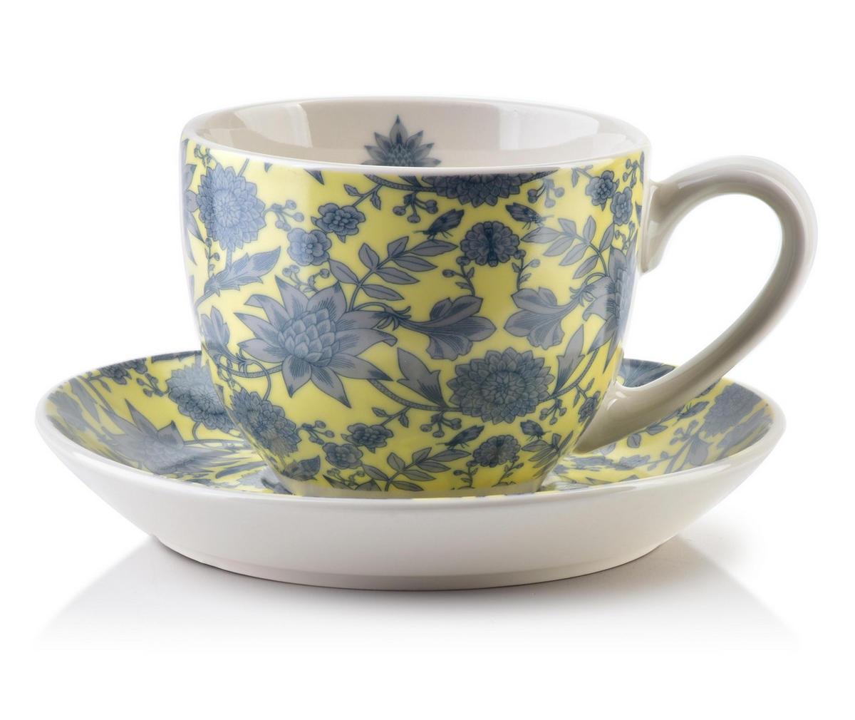 KAFFETASSE mit Untertasse Harper Gelb 14.5/15/8 cm Keramik - Gelb, Keramik (0.25L) - Mondex