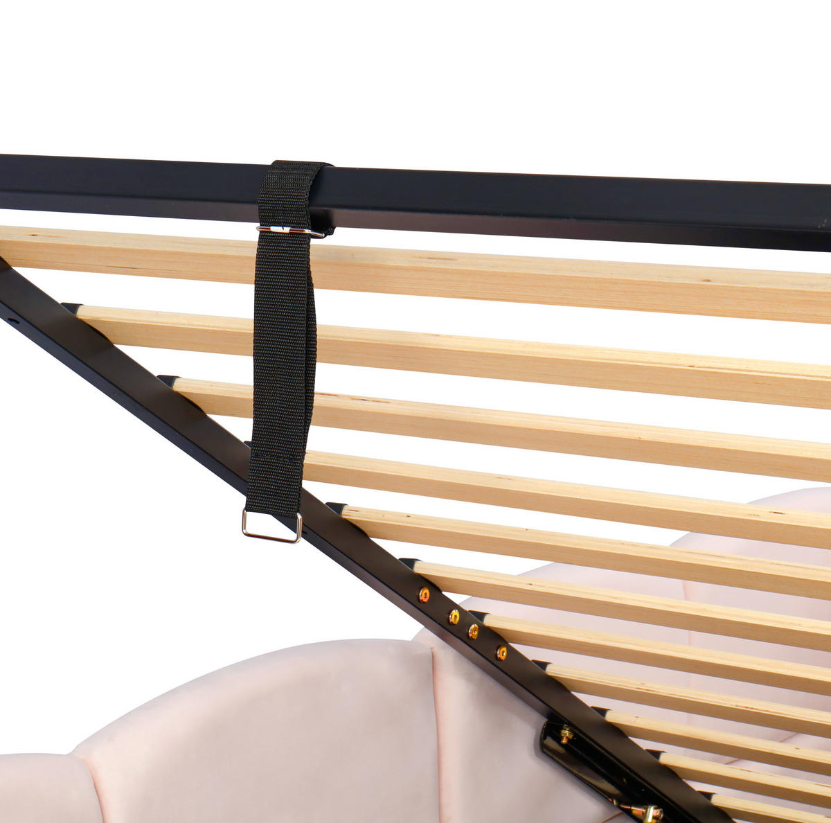 POLSTERBETT 90/200 cm aus Samt mit hydraulischem Stauraum und USB-Anschlüssen Rosa - Rosa, Textil (90/200cm) - Modenvie