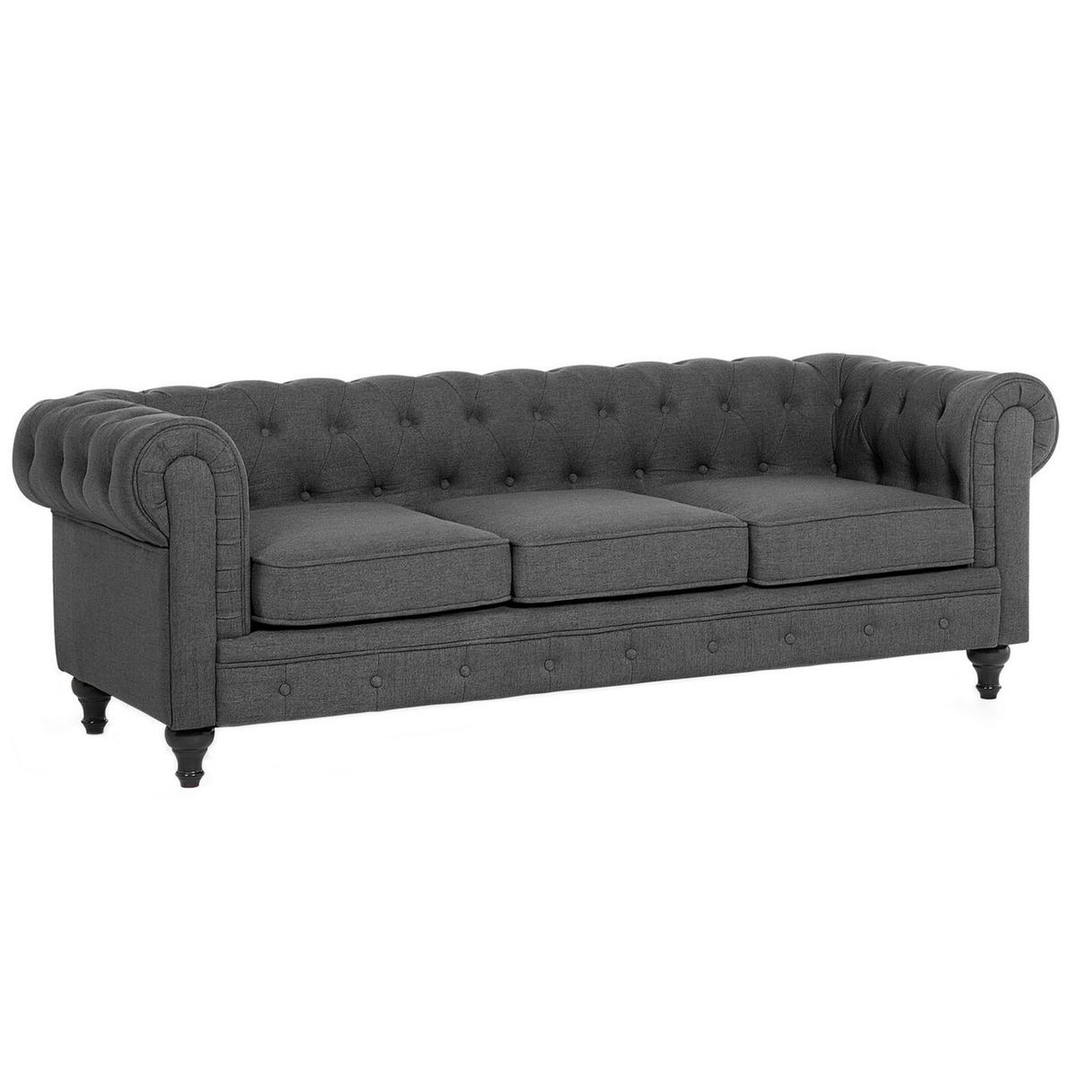 4-SITZER SOFA SET Polyester Grau Chesterfield - Grau, Textil (202/70/75cm) - Beliani