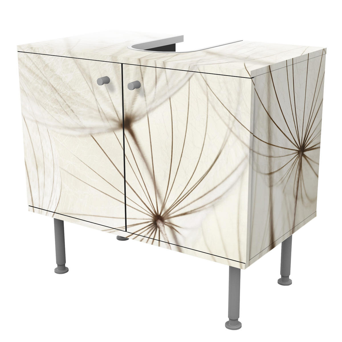 WASCHBECKENUNTERSCHRANK Sanfte Gräser 60/55/35 cm - Beige, Holzwerkstoff (60/55/35cm) - Bilderwelten