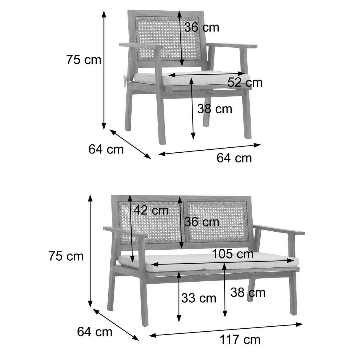 GARTEN-GARNITUR MVG- Grau - Grau, Holz - MCW