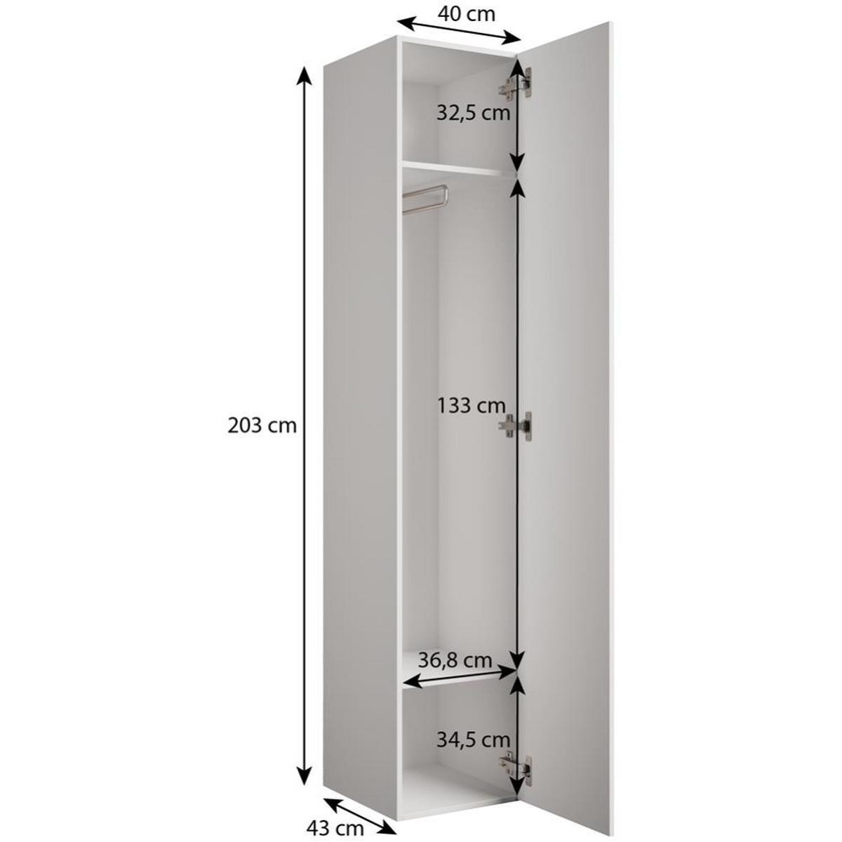GARDEROBE Margaret I+IV 121/203/43 mit gepolsterten Paneelen - Kaschmir/Schwarz, Holzwerkstoff/Kunststoff (121/203/43cm) - Beautysofa