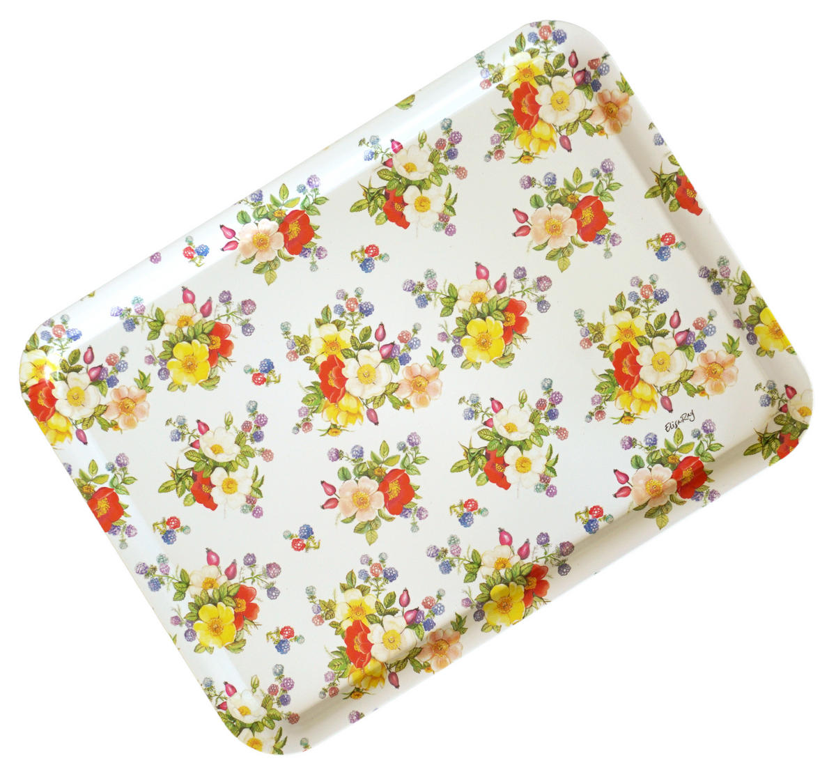 TABLETT Wildrosen, rechteckige Melamin Serviertablett 50x37 cm - Multicolor, Kunststoff (37/2/50cm) - Lashuma