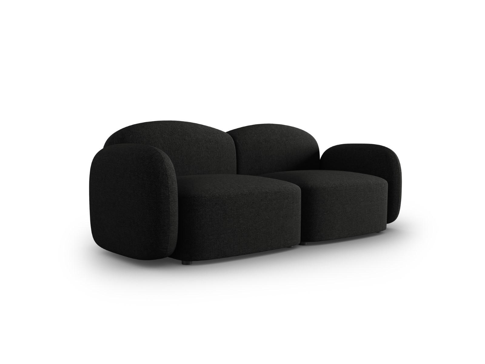 SOFA Blair aus Chenille-Stoff mischung schwarz 2 Sitzplätze - Schwarz, Textil (87/80/194cm) - Micadoni
