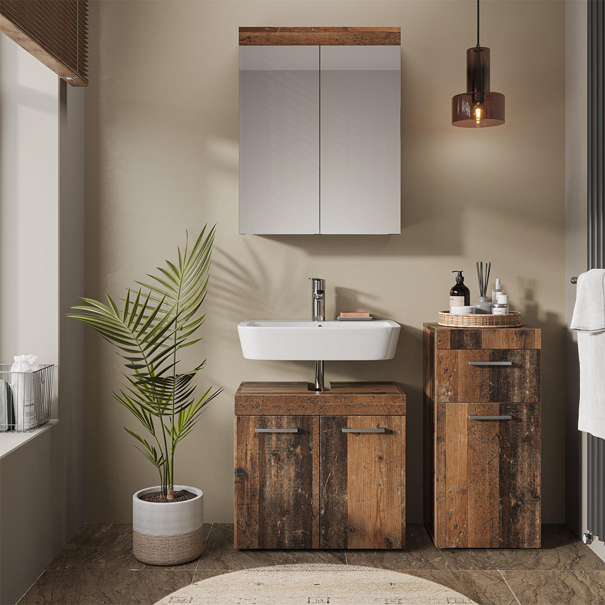 MIDISCHRANK Luna Oldstyle 37 x 79 cm - Braun, Holzwerkstoff (37/79/32.6cm) - Vicco