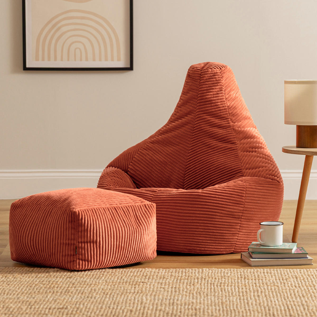 SITZSACK Dalton mit Hocker - Terracotta, Textil (82/76/82cm) - icon