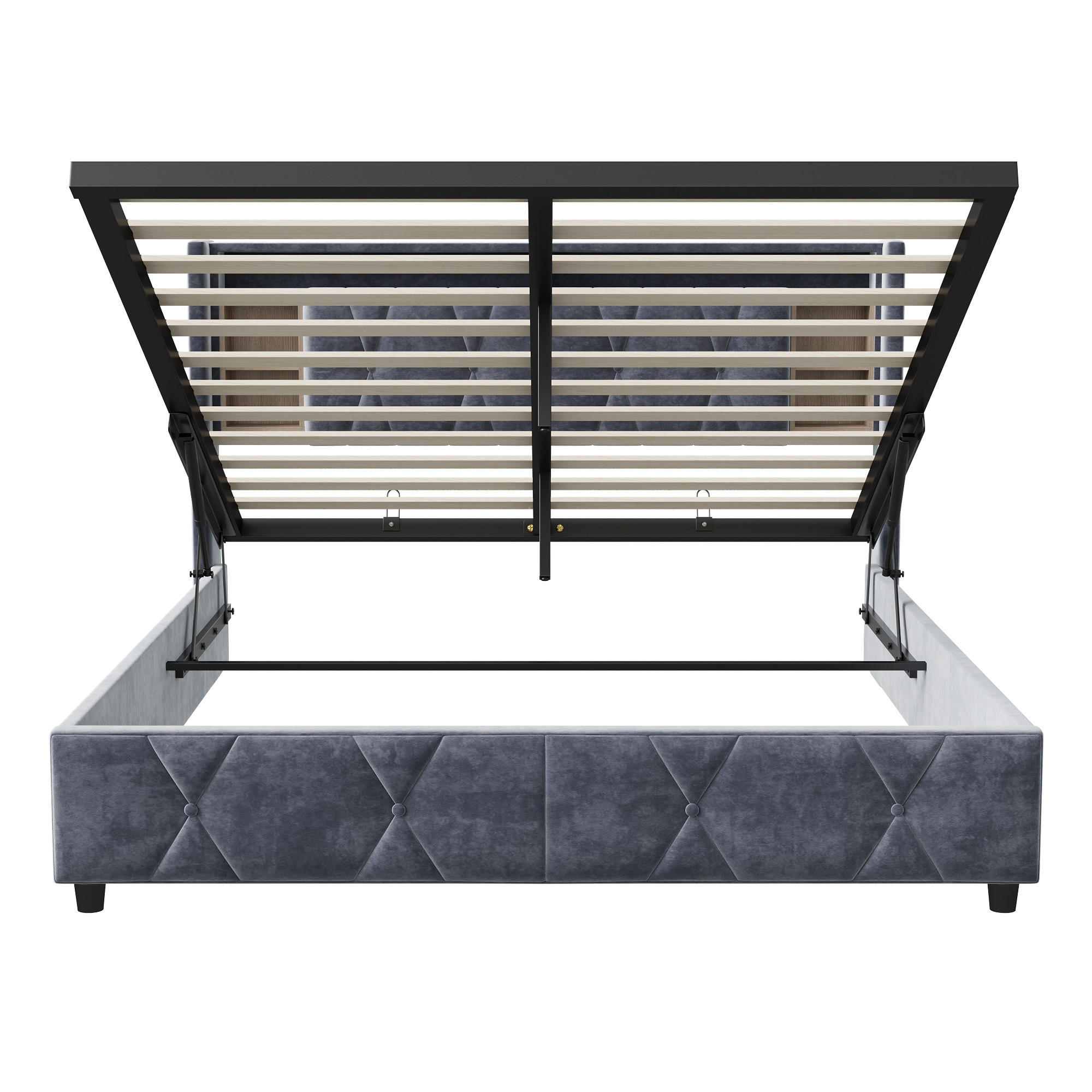 POLSTERBETT 140 x 200 cm, LED Stauraum Kopfteil USB Typ-C Samt grau - Grau, Metall (140/200cm)