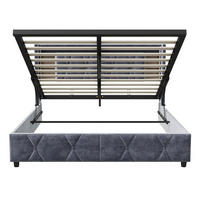 POLSTERBETT 140 x 200 cm, LED Stauraum Kopfteil USB Typ-C Samt grau - Grau, Metall (140/200cm)