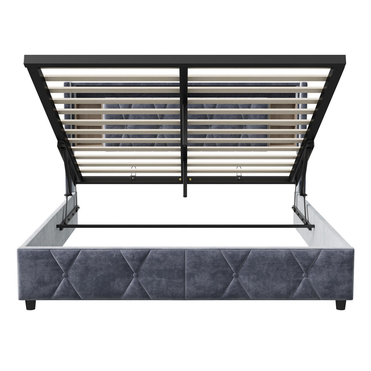 POLSTERBETT 160x200 cm LED Bettkasten USB Samt grau - Grau, Holz (160/200cm) - LEBENLANG