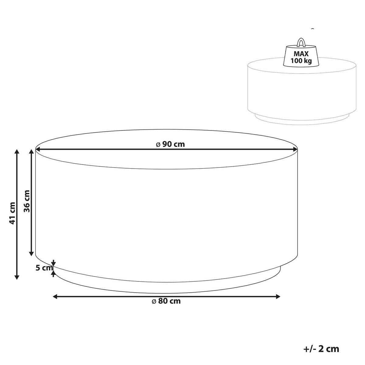 GARTEN Beistelltisch Beton hellrot Terrazzo Optik rund 90 cm Trezzo - Rot, Stein (90/90/41cm) - Beliani