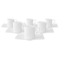 KAFFEETASSEN MIT UNTERTASSEN Modern Grace weiß 170 ml 6er Set - Weiß, Keramik (14/9.7/17cm) - Villeroy & Boch