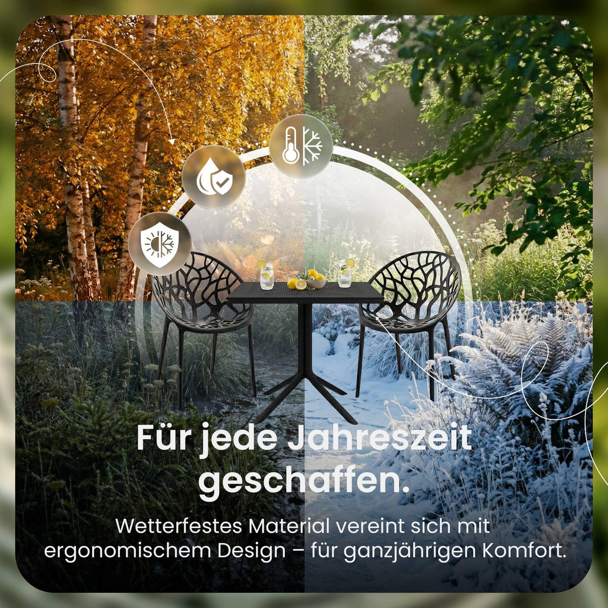 GARTENSITZGRUPPE 2 Kunststoff Schwarz - Schwarz, Kunststoff - CLP