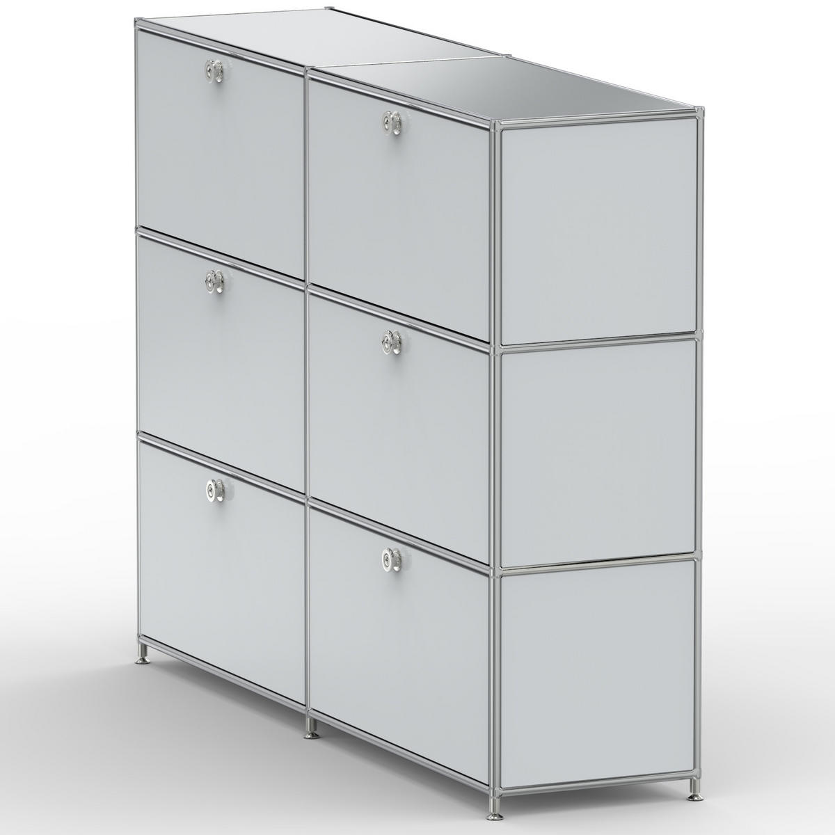 HOCHSCHRANK, 6 Klappen, Schloss, Breite 152 cm, Lichtgrau - Chromfarben/Silberfarben, Metall (40/118/152.2cm) - Versee