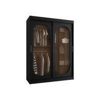 SCHWEBETÜRENSCHRANK Bahrajn 150 - Silberfarben/Schwarz, Holzwerkstoff/Kunststoff (150/200/62cm) - MIRJAN24