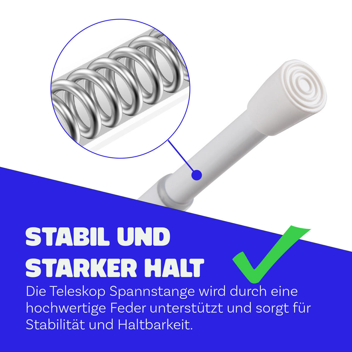 VERSTELLBARE Vorhangstange - Spannstange zum Klemmen Weiß Ø10/13 mm 120-210 cm - Weiß, Metall (120cm) - Bestlivings