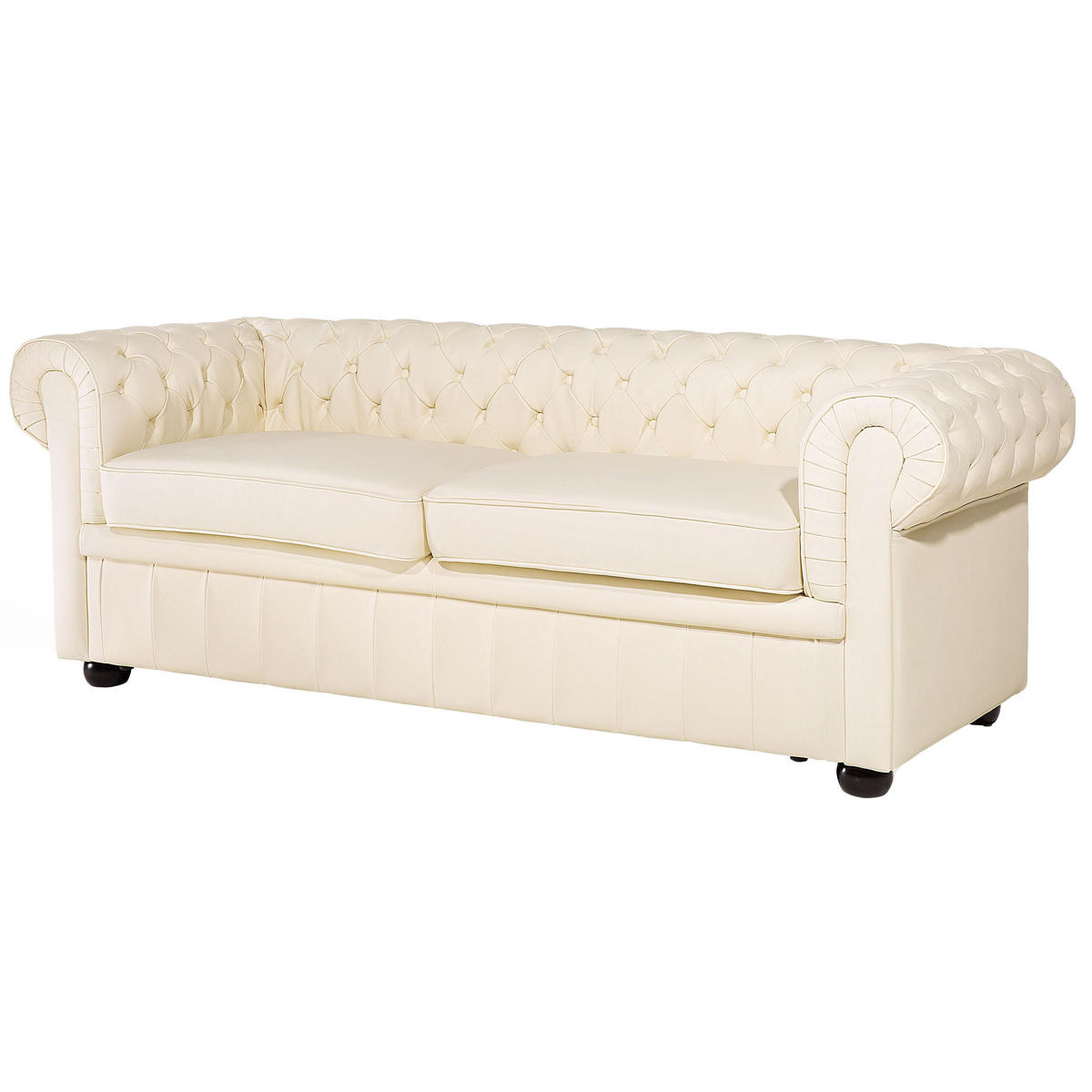 SOFA-SET 4-sitzer Leder Beige Chesterfield - Beige, Leder (195/70/90cm) - Beliani