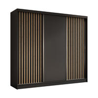 SCHWEBETÜRENSCHRANK LAMELLO 240/216/61 cm 3-türig Schwarz - Schwarz, Holzwerkstoff (240/216/61cm) - MASSENO