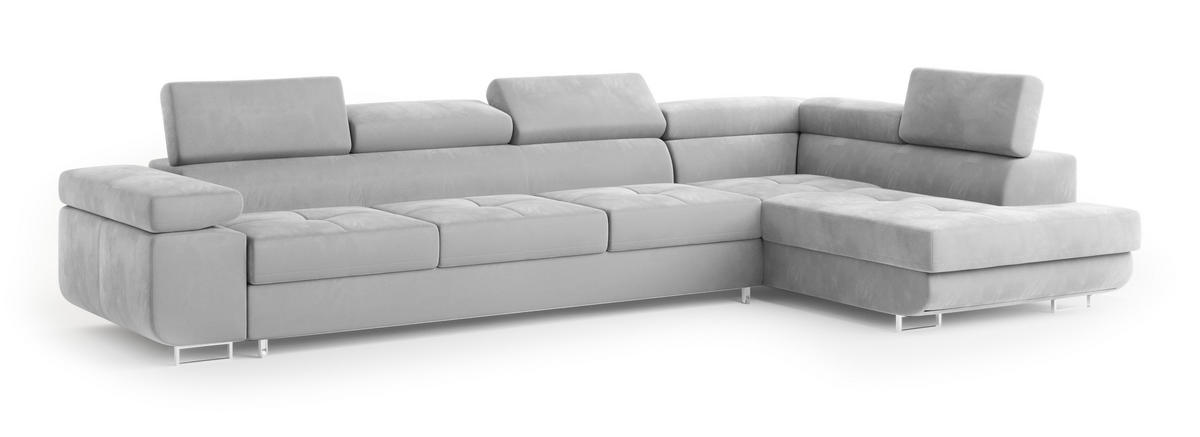 ROHOVÁ SEDAČKA VICENTE světle šedá - stříbrná/světle šedá, dřevo/kompozitní dřevo (346/202cm) - MASSENO