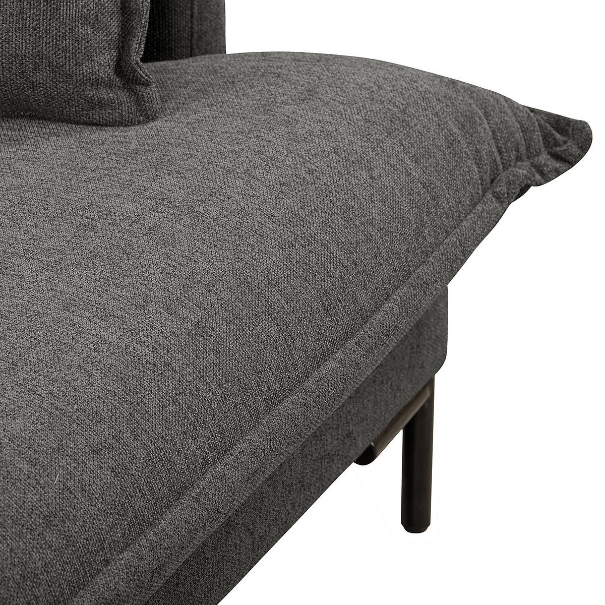 ECKSOFA mit Longchair - Grau - Webstoff - Dunkelgrau, Textil/Metall (261/140cm) - home24