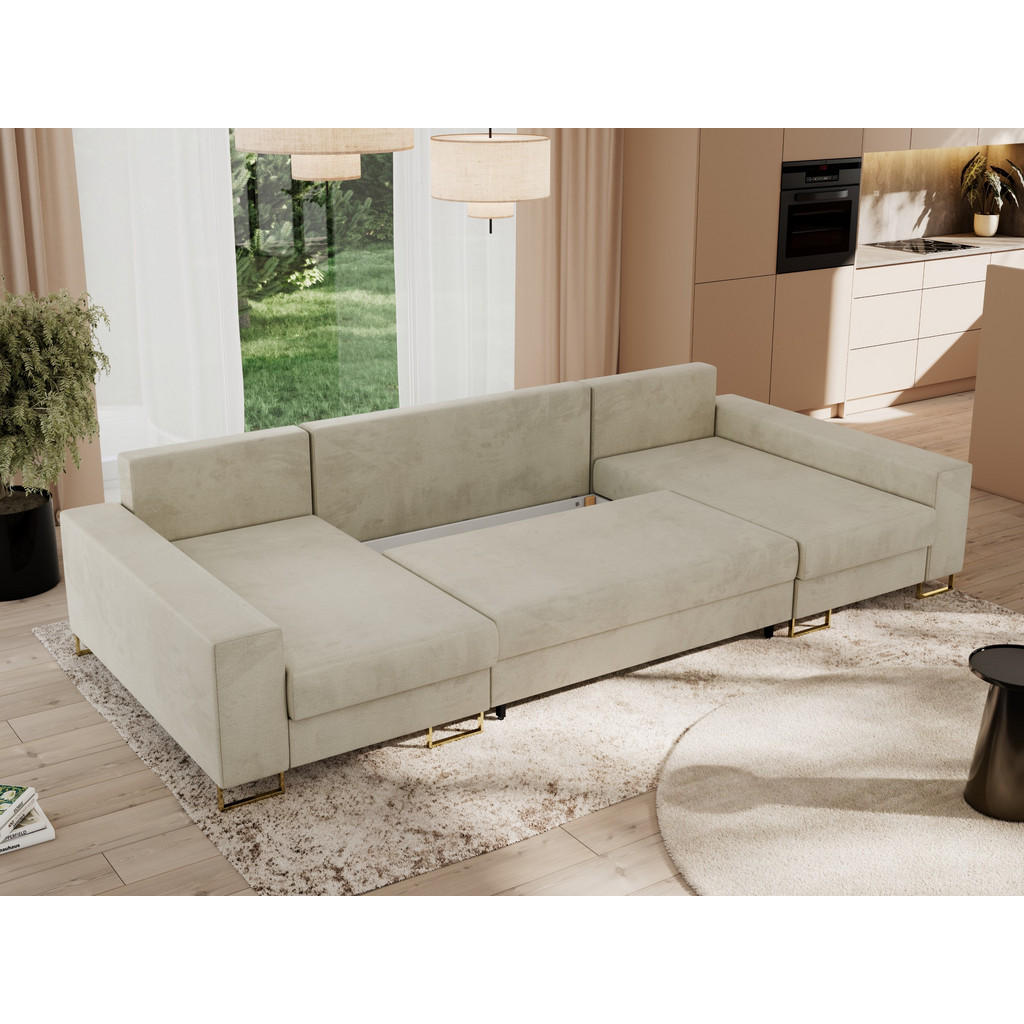 Thumbnail - MKS Wohnlandschaft, Beige, Textil, 5-Sitzer, U-Form, 312x85x138 cm, Wohnzimmer, Sofas & Couches, Wohnlandschaften, Wohnl...