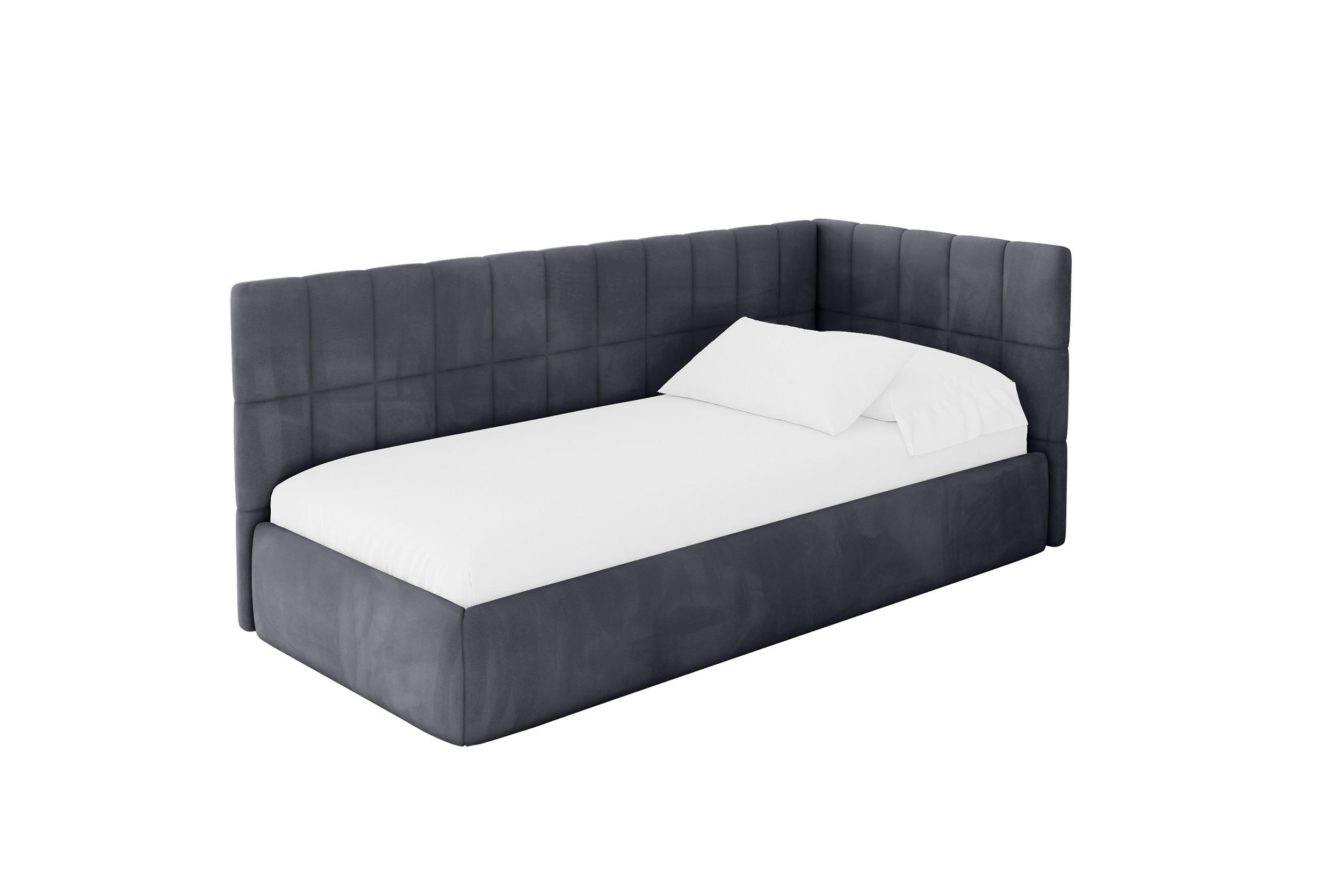 ALTDECOR JEDNOLŮŽKOVÁ POSTEL pro mládež s úložným prostorem, vlevo - TULY 80x200 tmavě šedá