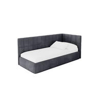 EINZELLBETT Jugendbett mit Bettkasten, Links - TULY 90x200 Dunkelgrau - Dunkelgrau, Holzwerkstoff/Textil (90/200cm) - ALTDECOR