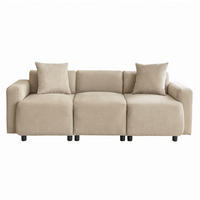 SOFA 3-Sitzer 211 x 67 x 71 cm Chenille Beige mit 2 Kissen - Beige, Kunststoff (211/71/67cm) - Meubliv