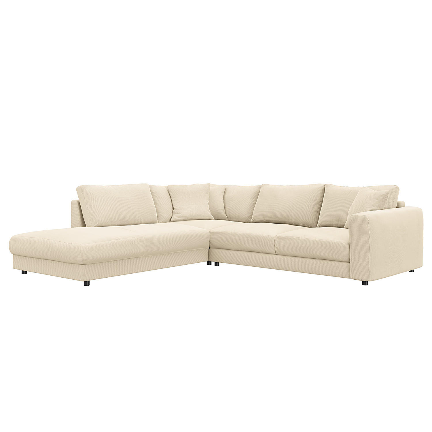 ECKSOFA mit Ottomane - Beige/Schwarz, Holz/Kunststoff (267/254cm) - home24