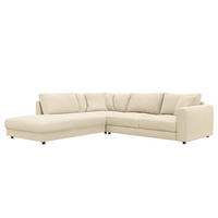 ECKSOFA mit Ottomane - Beige/Schwarz, Holz/Kunststoff (267/254cm) - home24
