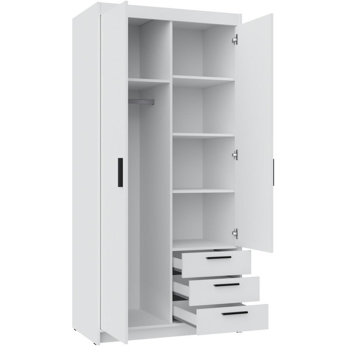 DREHTÜRENSCHRANK Elena mit 2 Türen und 3 Schubladen, mit Spiegel Eiche Lefkas - Eichefarben, Holzwerkstoff (90/190/53cm) - Beautysofa