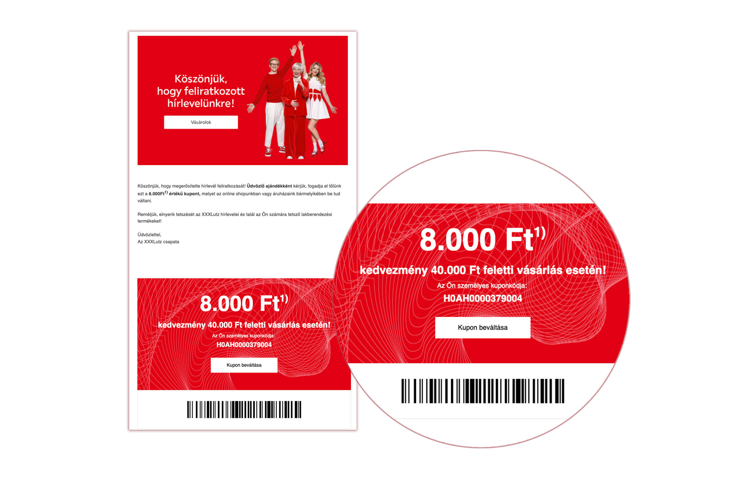 Hírlevél kupon beváltása