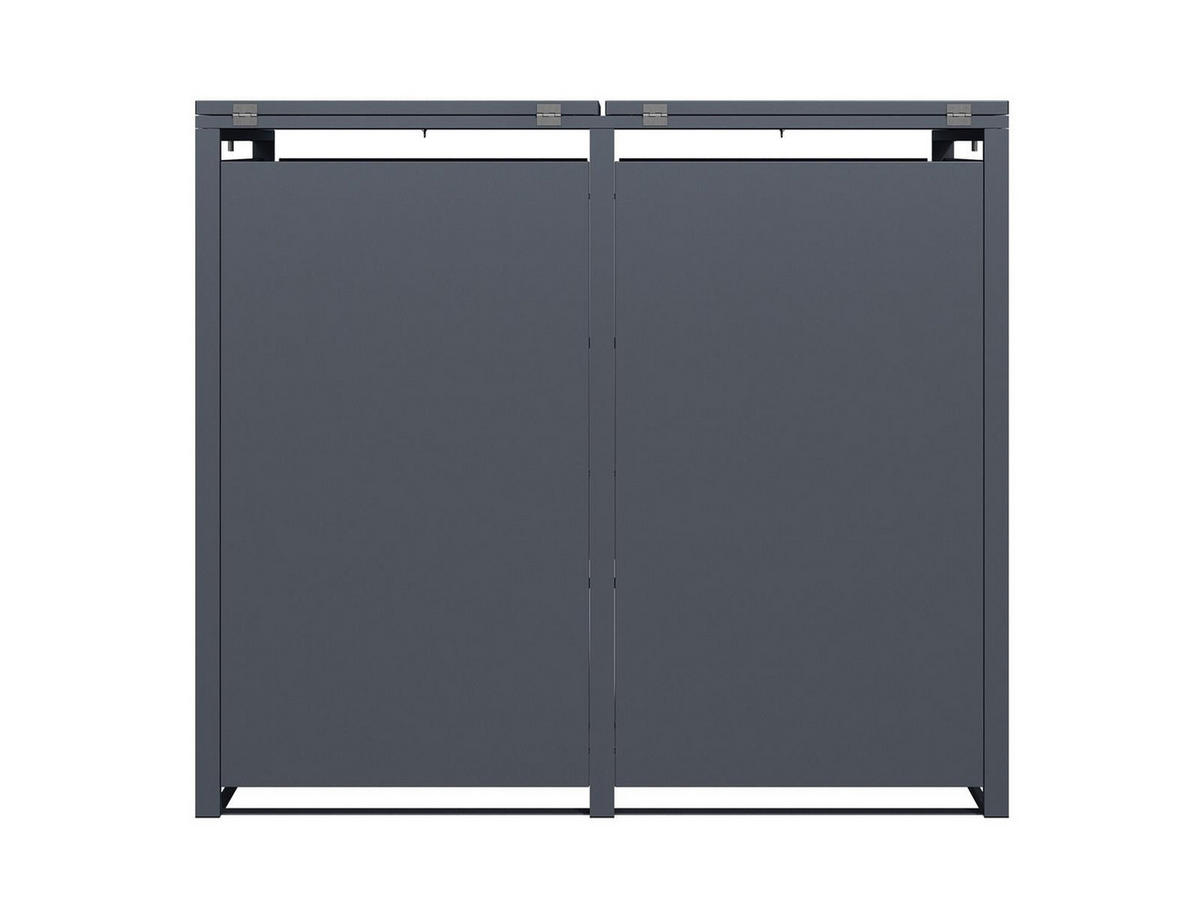 MÜLLTONNENBOX Anthrazit 2er mit Gasdruckfeder-Deckel 132/80/116 cm - Grau, Kunststoff (80/175/120cm) - Plats Outdoor solution