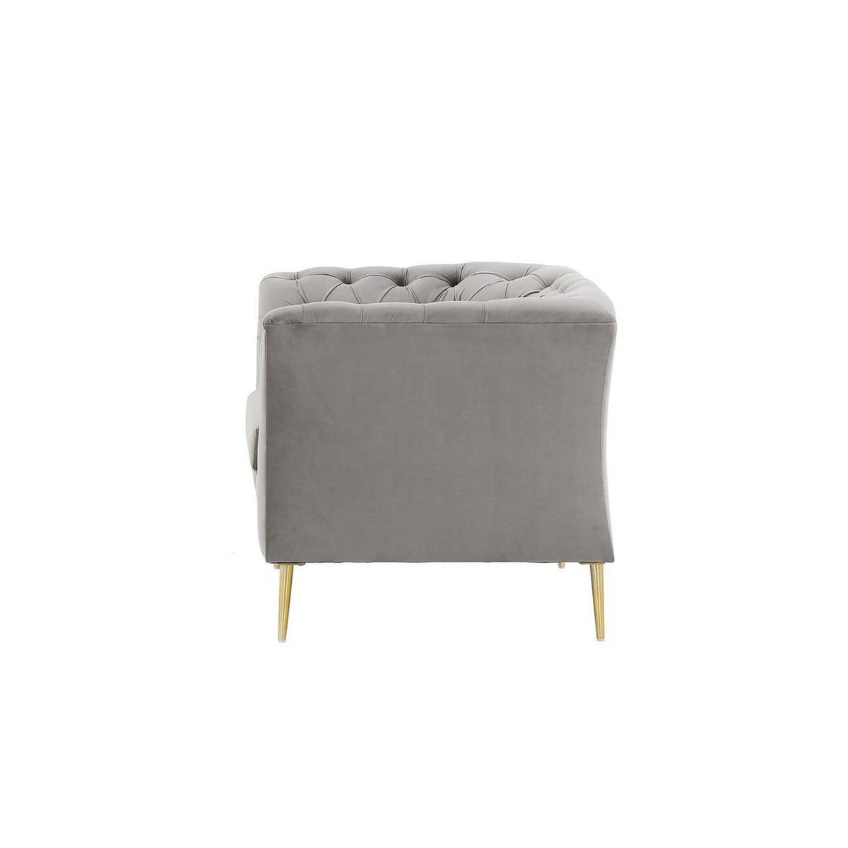 SESSEL Chesterfield Modern-Velluto 15 - Hellgrau, Holz/Textil (106/74/80cm)