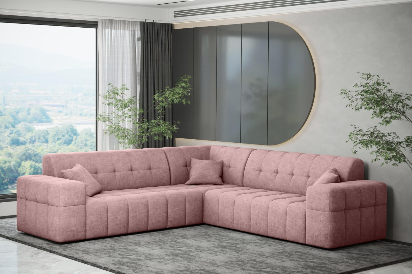 ECKSOFA Corner NIMES Stoff Perfect Harmony Rosa - Rosa, Holz (246/246cm) - Kaiser Möbel