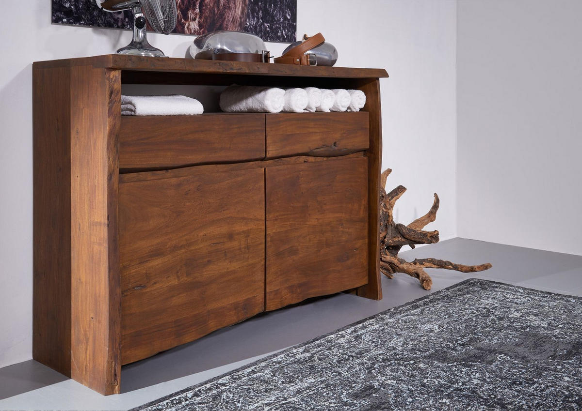 SIDEBOARD Akazie 131x45x96 braun lackiert PURE ACACIA #203 - Braun, Holz (131/96/45cm) - Massivmoebel24