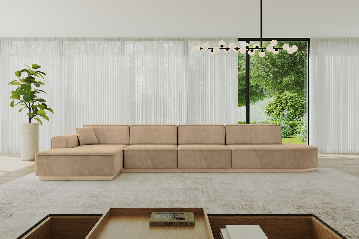 ECKSOFA Ottomane Links IREA-L3 - 413x171x83 cm Beige - Beige, Holzwerkstoff/Textil (413/171cm) - ALTDECOR