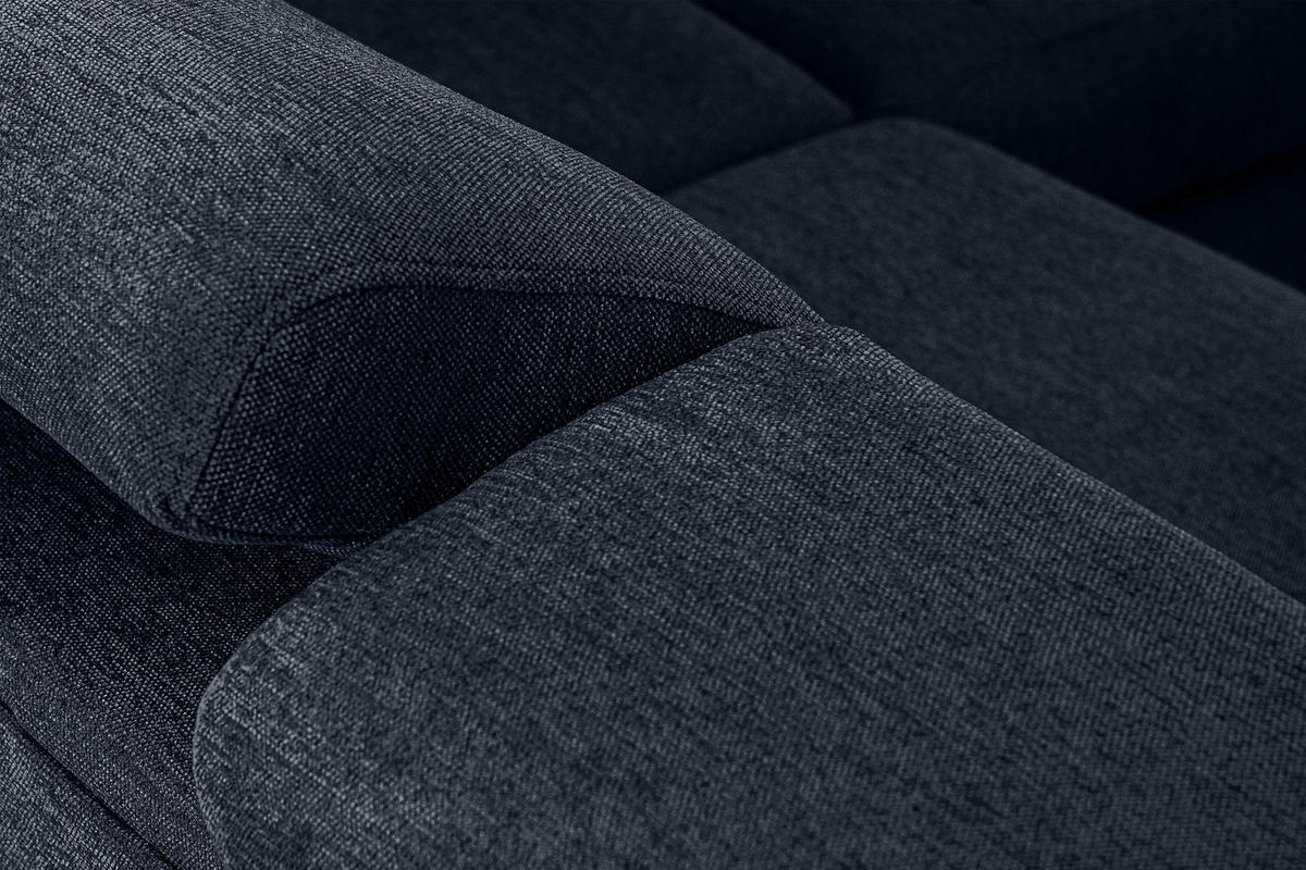 SCHLAFECKSOFA RATLO rechts 4/5-Sitzer mit Bettkasten, dunkelblau - Silberfarben/Dunkelblau, Textil (270/190cm) - KONSIMO®