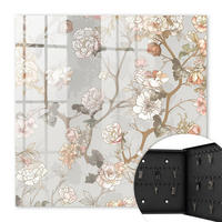 SCHLÜSSELBOX Schwarz 30x30 cm- Türöffnung nach rechts - Blütenzweige - Beige, Metall (30/30/5cm) - TULUP