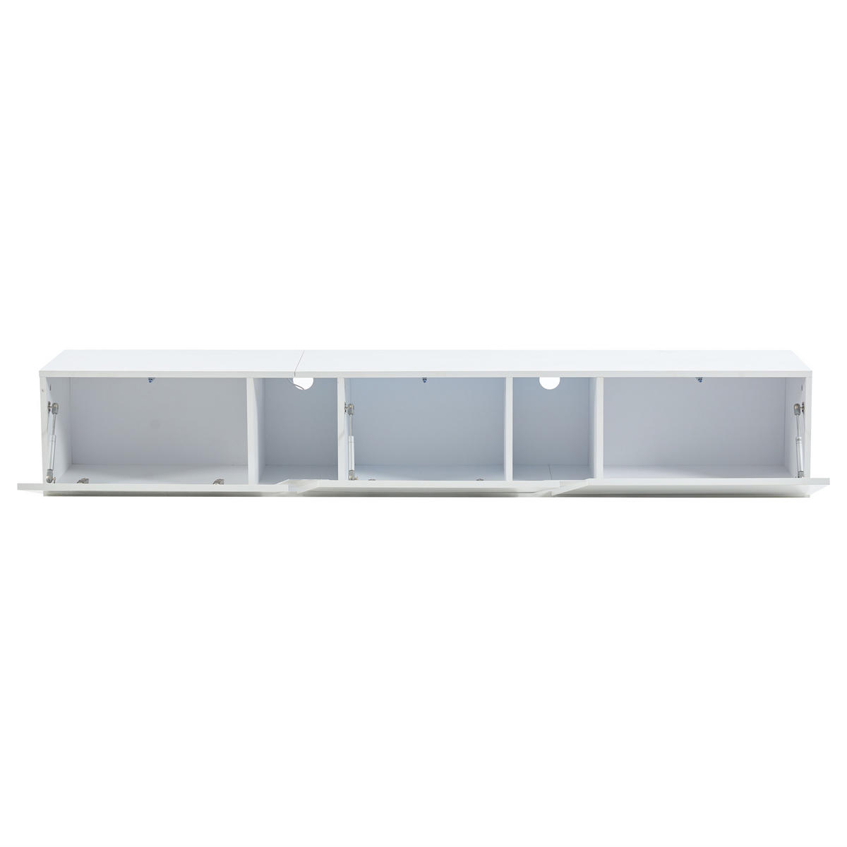 TV-SCHRANK 180/37/36 cm schwarz Massivholz mit LED-Beleuchtung mit Dreischichtdesign - Weiß, Holzwerkstoff (180/30/35cm) - OKWISH