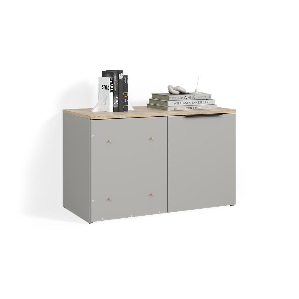 ECKKOMMODE Piave Greige mit Tür - Greige, Holzwerkstoff (80/50/40cm) - Livinity®
