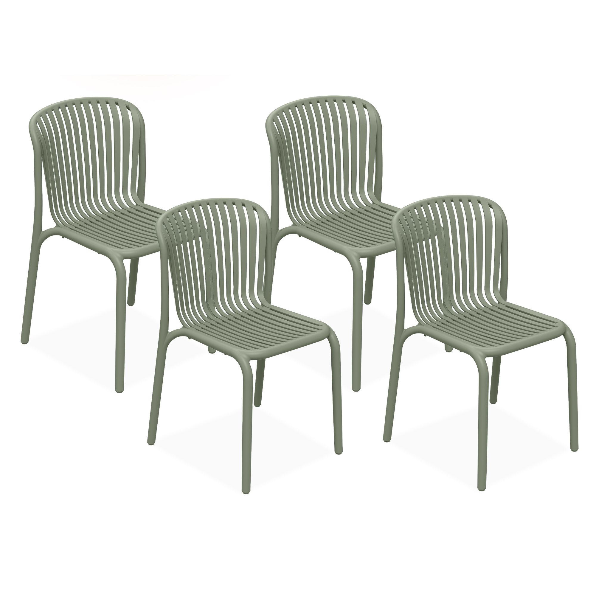 GARTENSTUHL FICCARI 4-er Set, Olive - Olivgrün, Kunststoff (52/82.5/53cm) - KONSIMO®