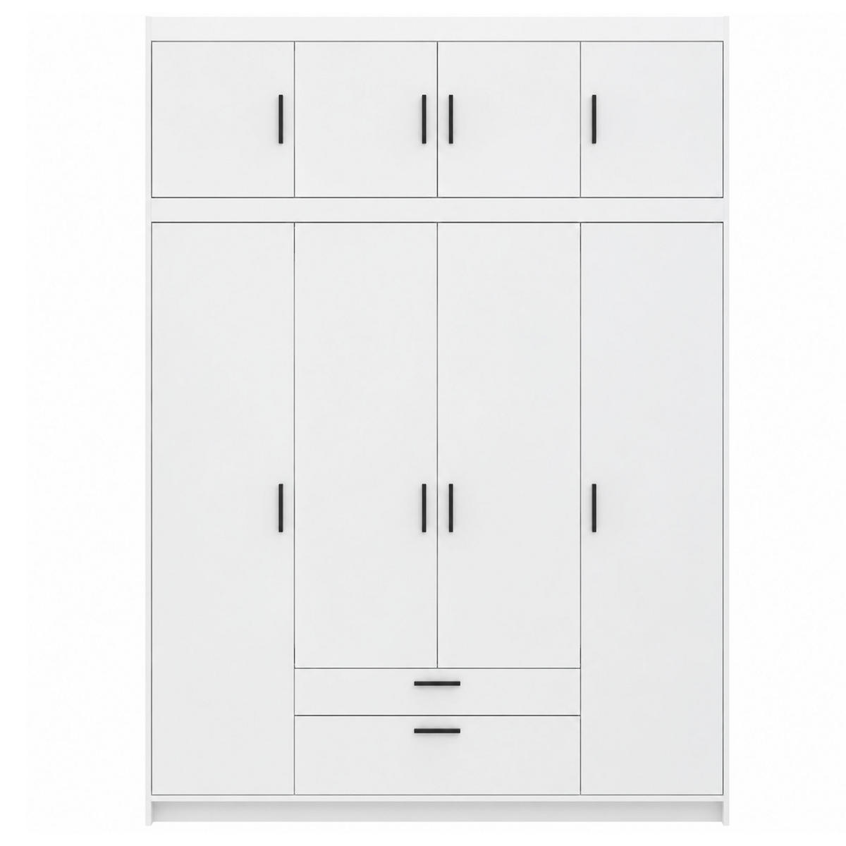 DREHTÜRENSCHRANK Elena mit 4 Türen und 2 Schubladen, mit Aufsatz Weiß - Weiß, Holzwerkstoff (176/245/53cm) - Beautysofa