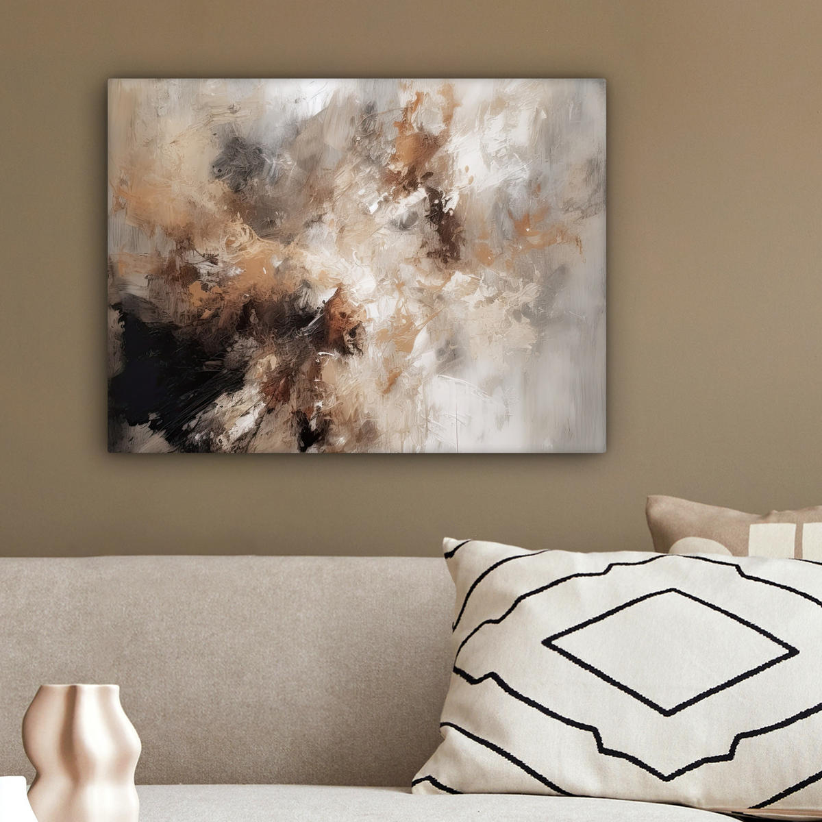 LEINWANDBILD - Farbe - Abstrakt - Beige - Kunst - 40x30 - Wanddeko - Greige, Textil (40/30cm) - MuchoWow