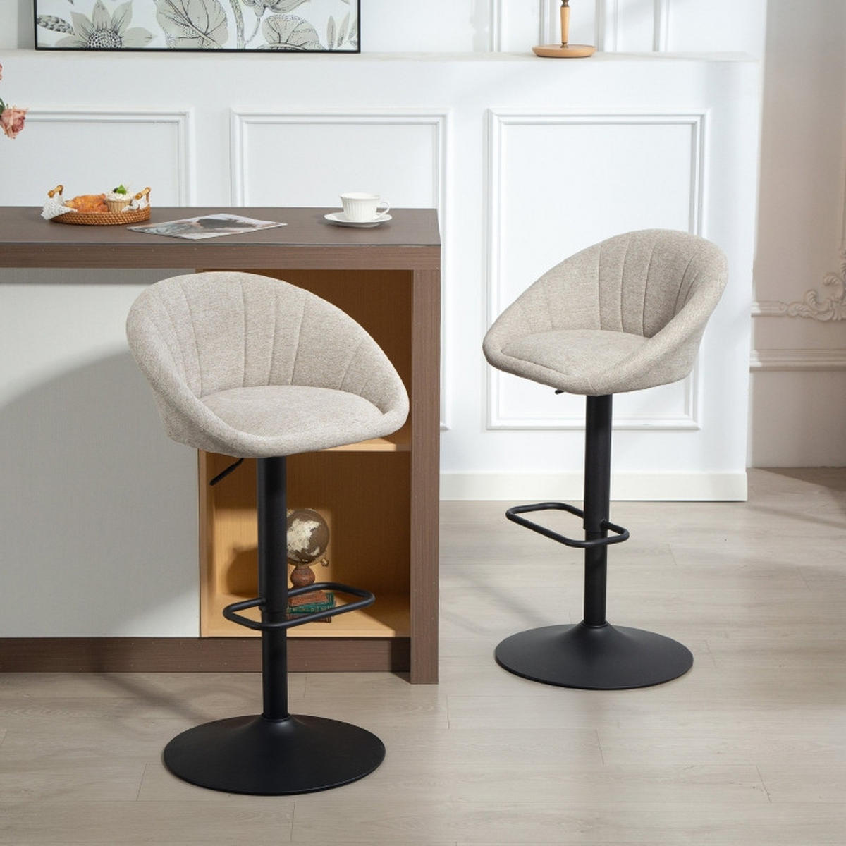 BARHOCKER DE-36068 2er Set drehbar höhenverstellbar Grau - Beige, Metall (46/103/53.5cm) - ComfortXL