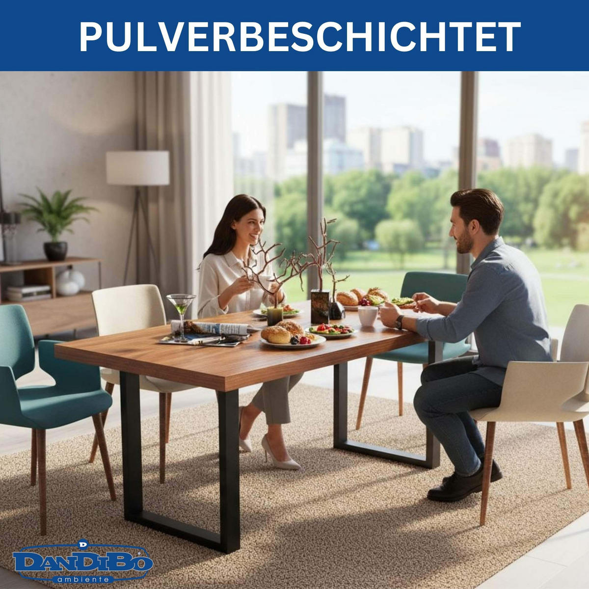 TISCHBEINE Metall Schwarz Set 72 x 62 cm Tischgestell Höhenverstellbar Tischkufen Esstisch Beine - Schwarz, Metall (8/72/62cm) - DanDiBo