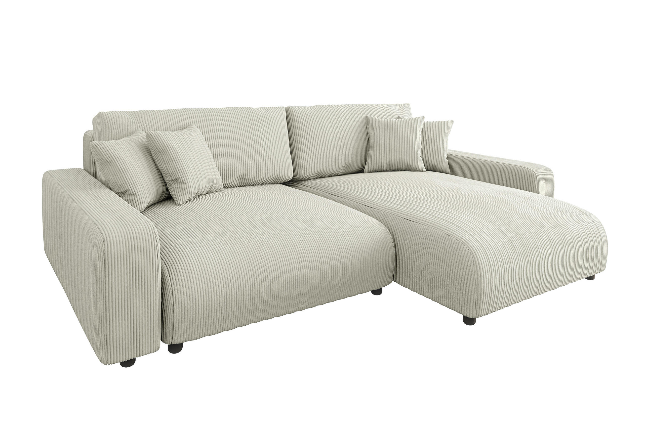 ECKSOFA Emma Beige Cord - Ottomane rechts - Beige, Textil (234/170cm) - S-Style Möbel